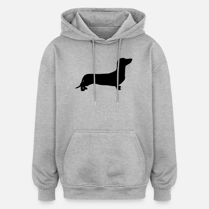 Dachshund - Sweat à capuche oversize unisexe - gris chiné
