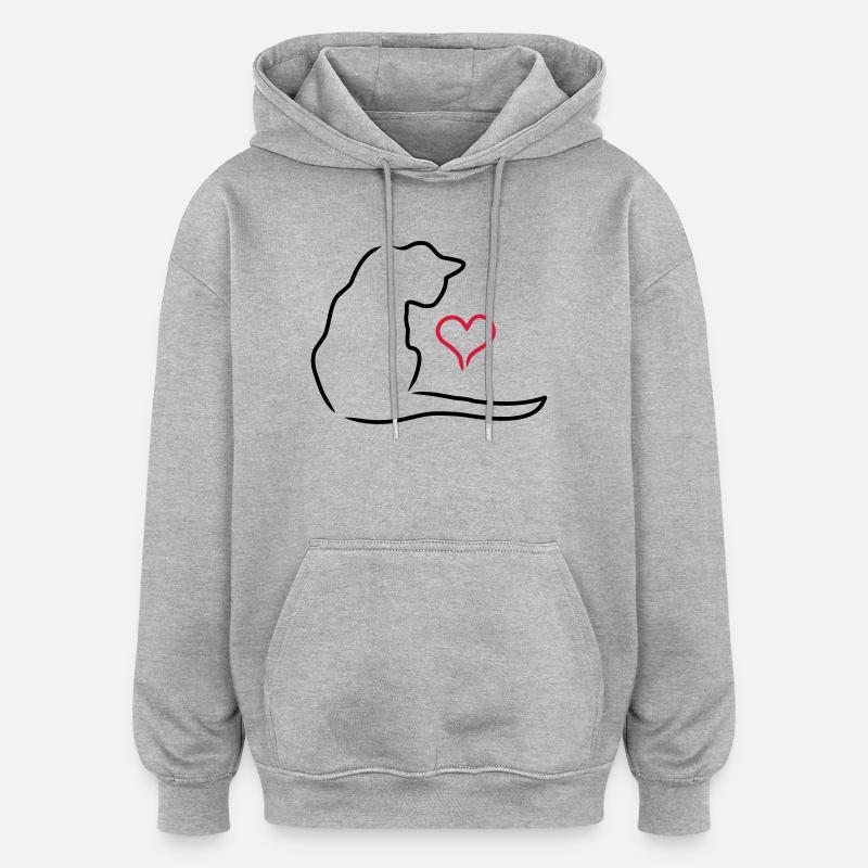 Katze - Oversized Unisex Hoodie - Grau meliert