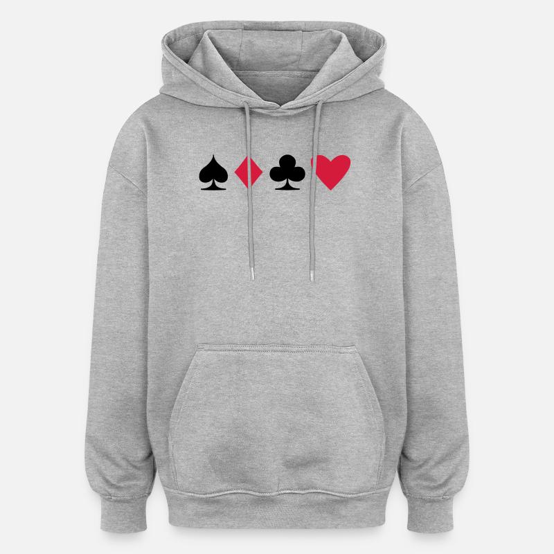 Poker Suit - Sweat à capuche oversize unisexe - gris chiné