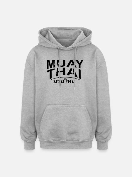 Muay Thai Fighter - Oversized Unisex Hoodie - Grau meliert