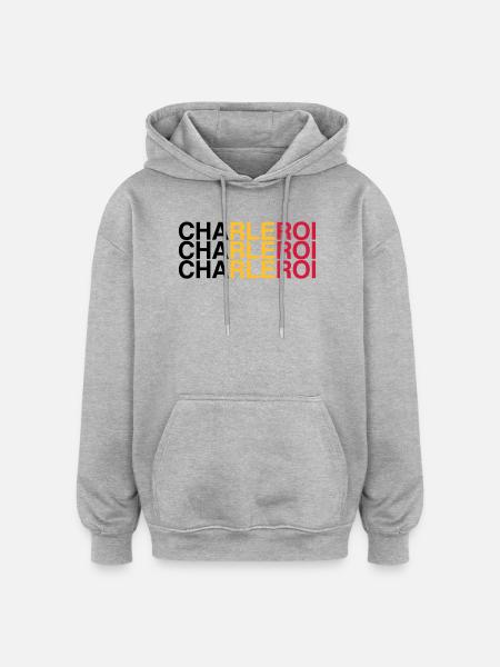 CHARLEROI Belgium Belgium Flag - Oversized Unisex Hoodie - heather grey