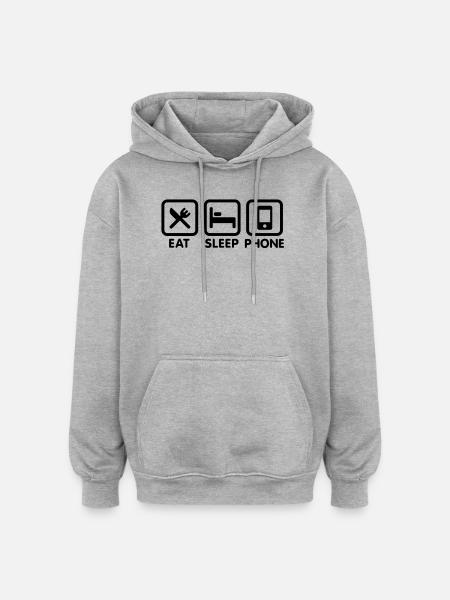 Eat Sleep Phone - Oversized Unisex Hoodie - heather grey