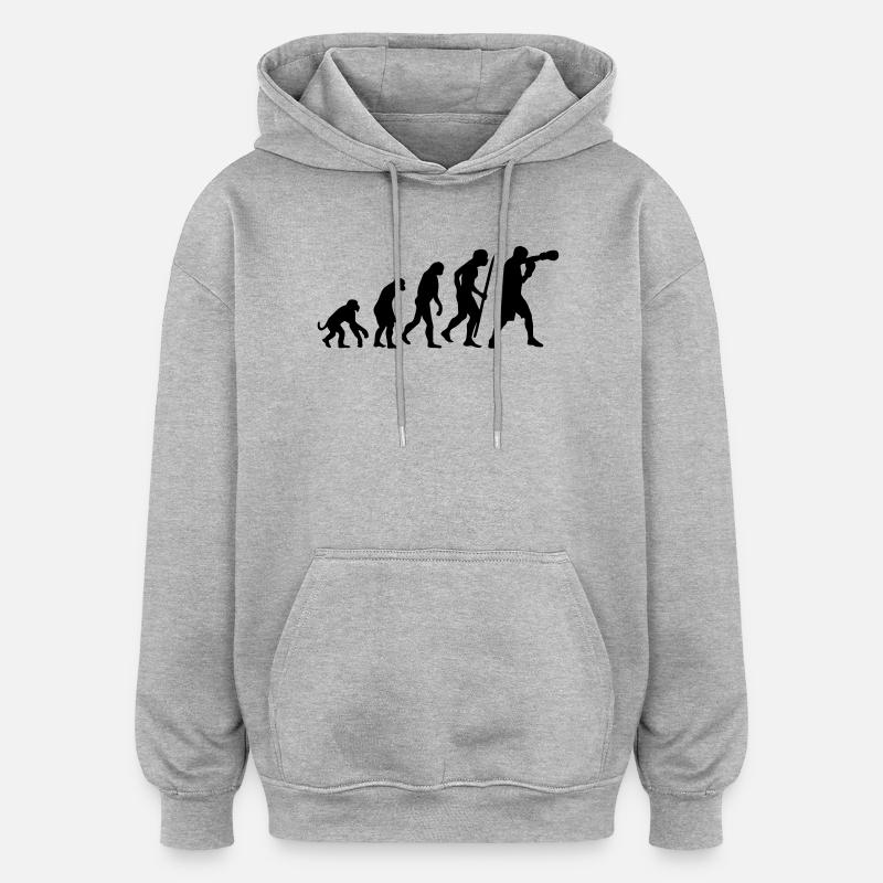 Evolution de la boxe - Sweat à capuche oversize unisexe - gris chiné