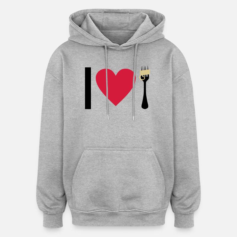 I love Pasta - Oversized Unisex Hoodie - heather grey