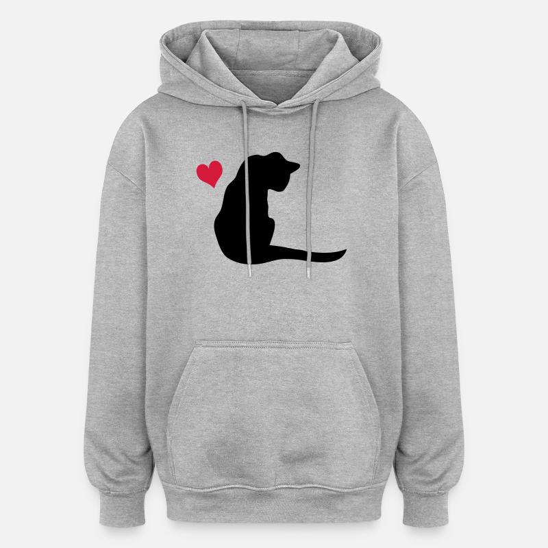Katze - Oversized Unisex Hoodie - Grau meliert