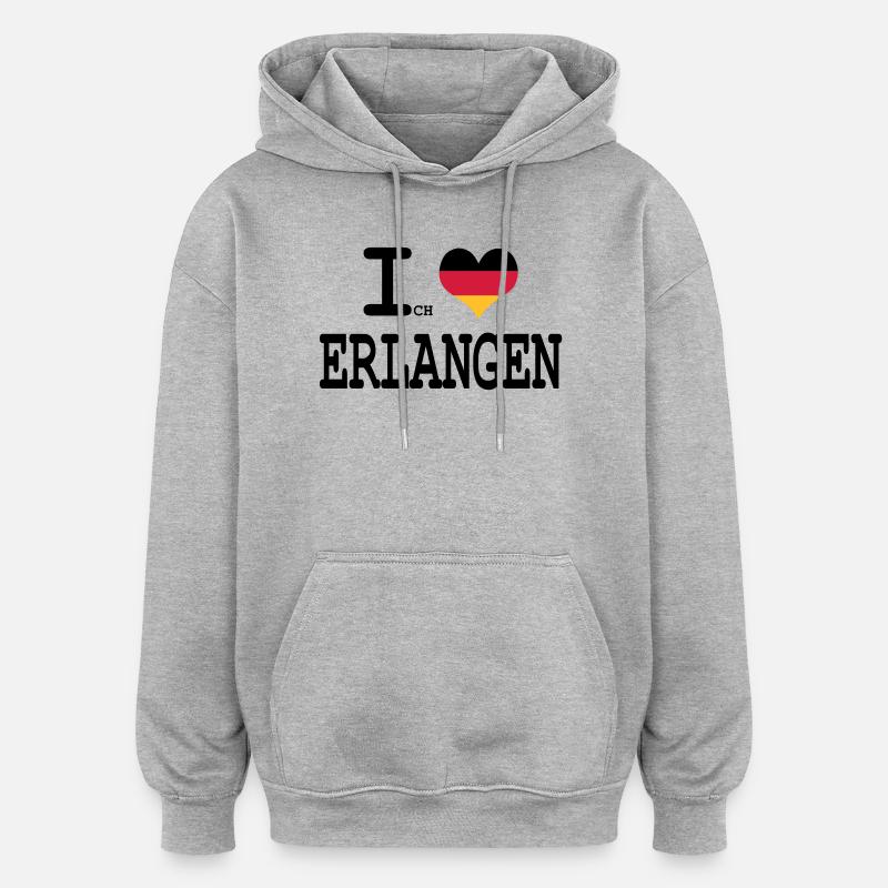 ich liebe erlangen - Oversized Unisex Hoodie - Grau meliert