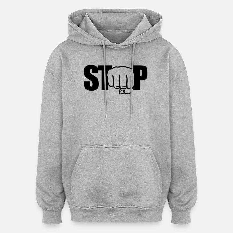 Stop | Faust | Fist - Sweat à capuche oversize unisexe - gris chiné