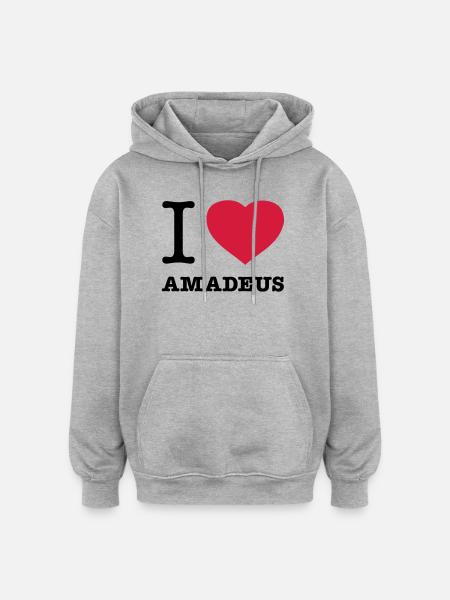I LOVE AMADEUS - Oversized Unisex Hoodie - heather grey