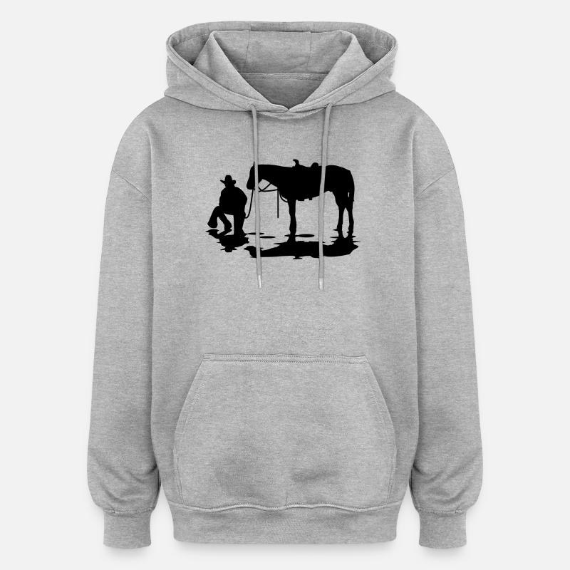 cowboy_5 - Sweat à capuche oversize unisexe - gris chiné