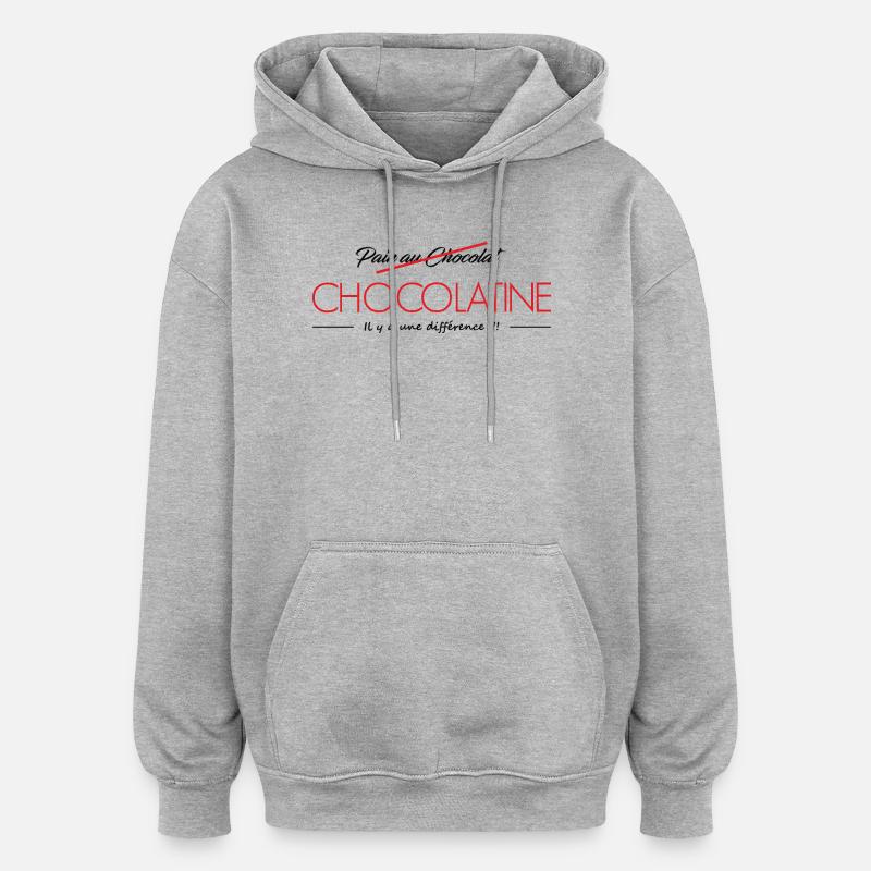 Pain au Chocolat VS Chocolatine - Sweat à capuche oversize unisexe - gris chiné