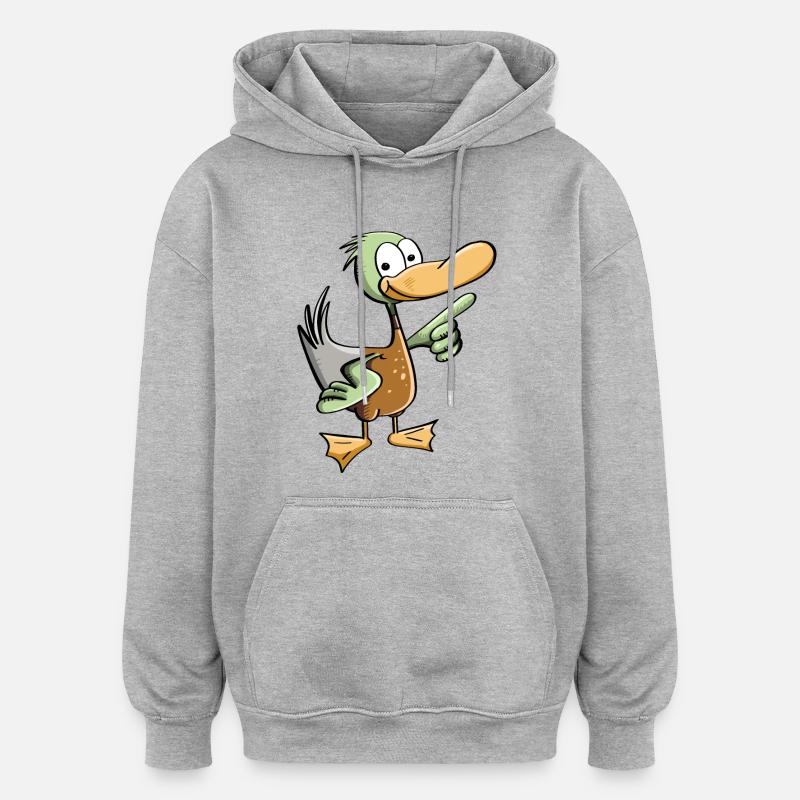 drôle - canard comique - Sweat à capuche oversize unisexe - gris chiné