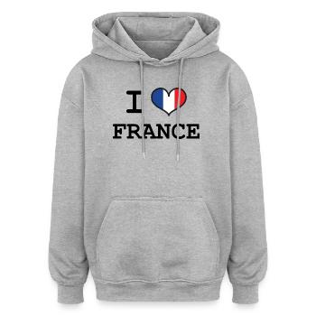 I Love France - Oversized Unisex Hoodie - Grau meliert - Vorne - Noah (186cm)