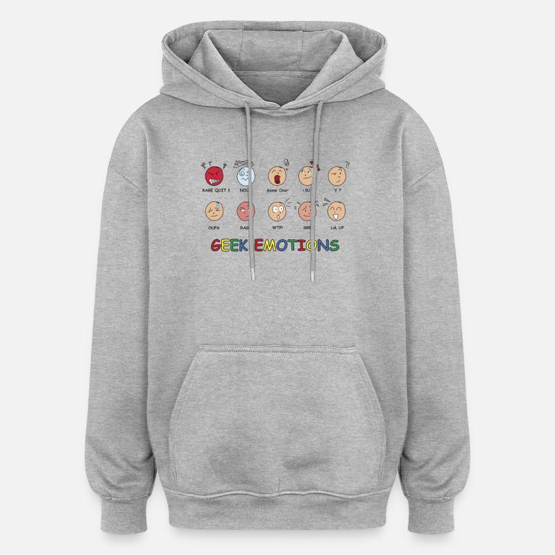 GEEK EMOTIONS - SCHWARZER TEXT - Oversized Unisex Hoodie - Grau meliert