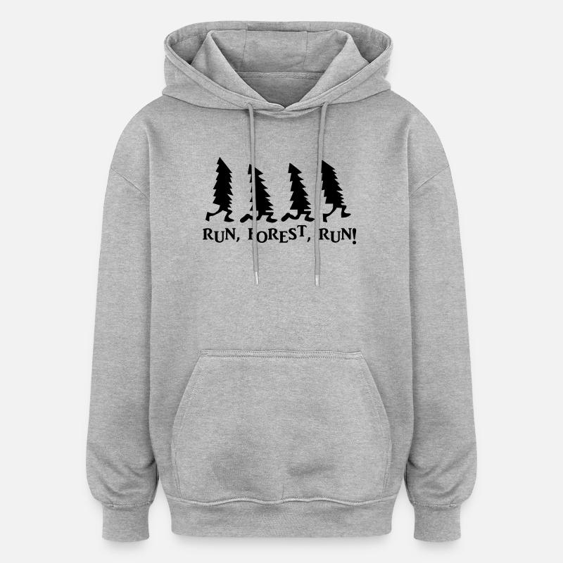 Run Forest Run Weihnachten - Oversized Unisex Hoodie - Grau meliert