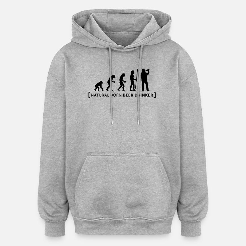evolution_beer_drinker - Oversized Unisex Hoodie - heather grey