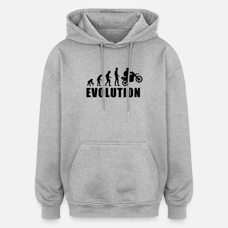 Cadeau moto EVOLUTION motocross - Sweat à capuche oversize unisexe - gris chiné