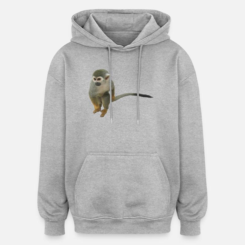 singe - Sweat à capuche oversize unisexe - gris chiné