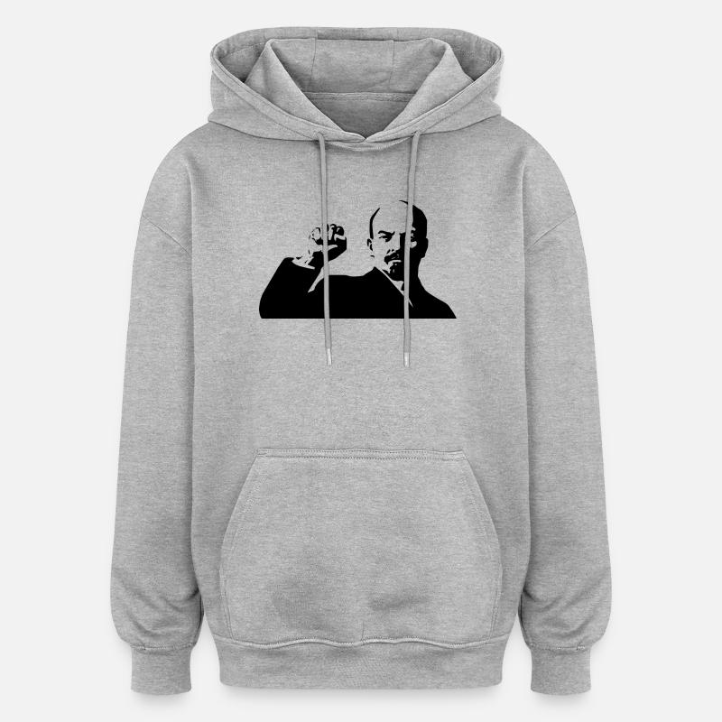 Lenin - Sweat à capuche oversize unisexe - gris chiné