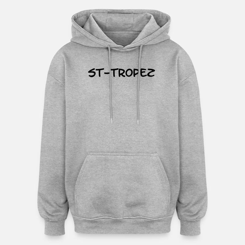 Saint-Tropez ! - Sweat à capuche oversize unisexe - gris chiné