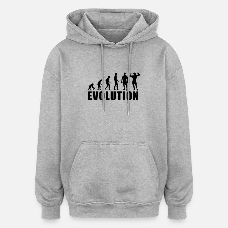 Cadeau EVOLUTION BODY BUILDING - Sweat à capuche oversize unisexe - gris chiné