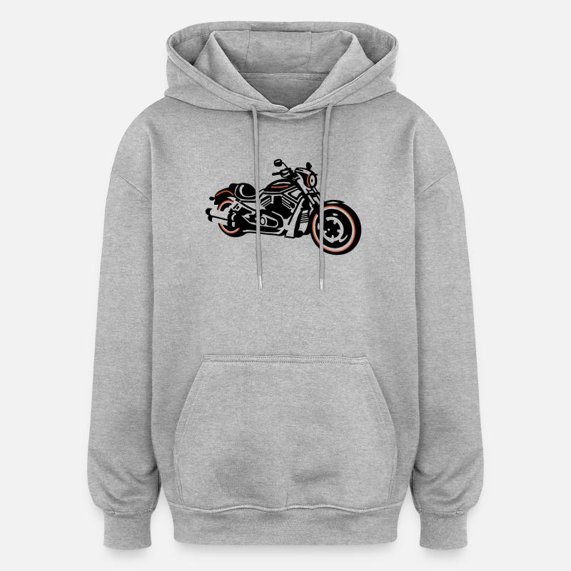 motorrad_3 - Sweat à capuche oversize unisexe - gris chiné