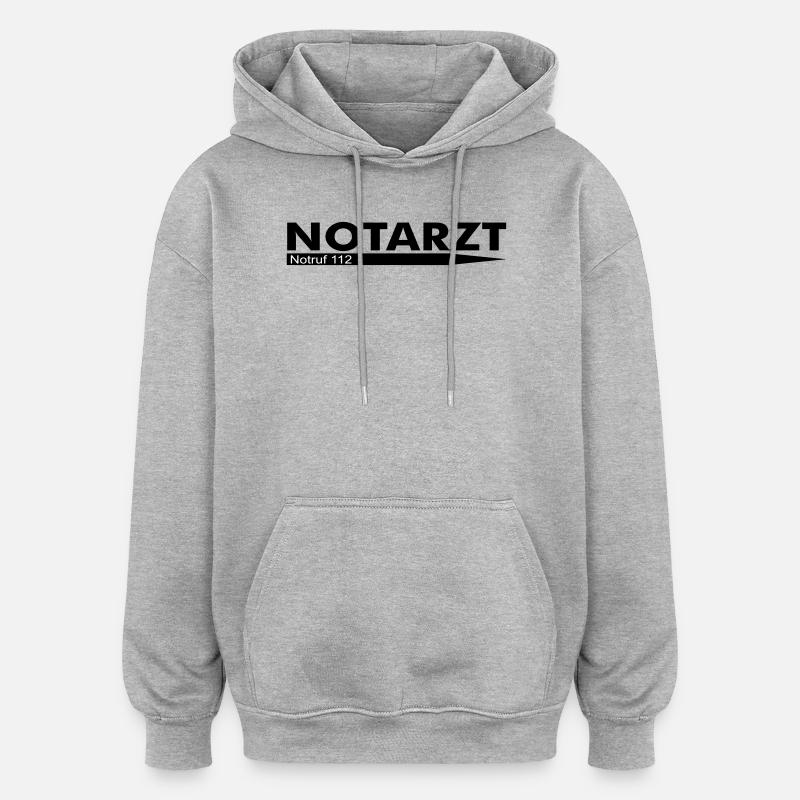 Notarzt Notruf 112 - Oversized Unisex Hoodie - Grau meliert