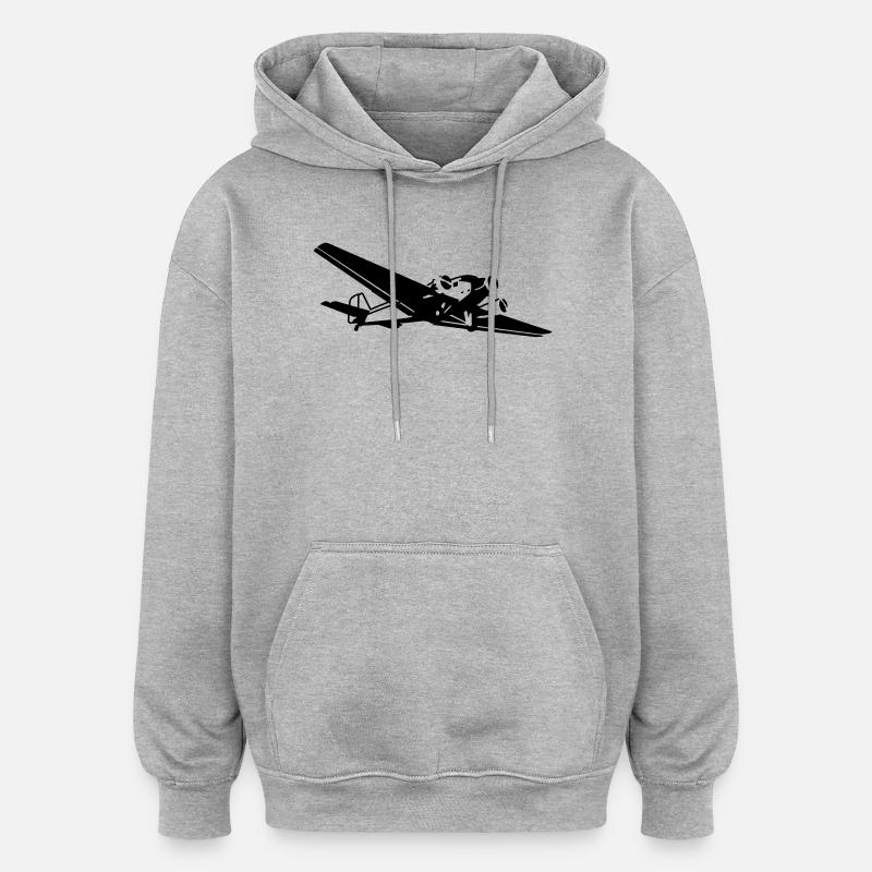 Ju-52 - Oversized Unisex Hoodie - Grau meliert