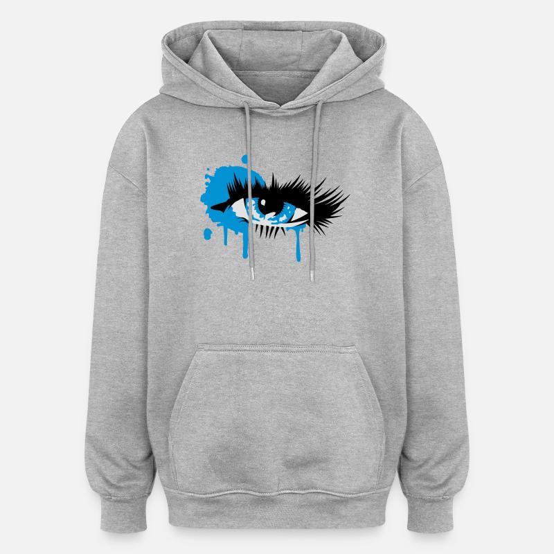 farbiges Auge mit langen Wimpern - Oversized Unisex Hoodie - Grau meliert