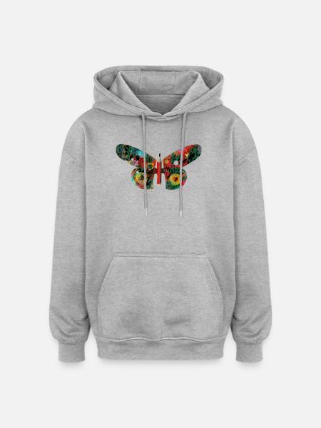 Bunter GraffitiSchmetterling - Oversized Unisex Hoodie - Grau meliert