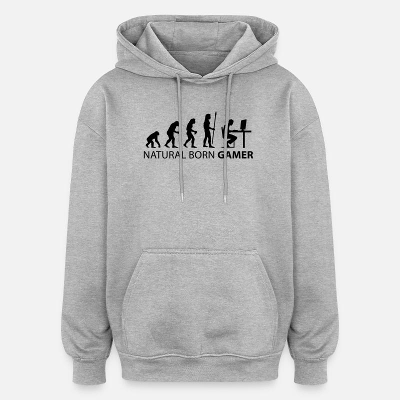 evolution natural born gamer - Oversized Unisex Hoodie - heather grey