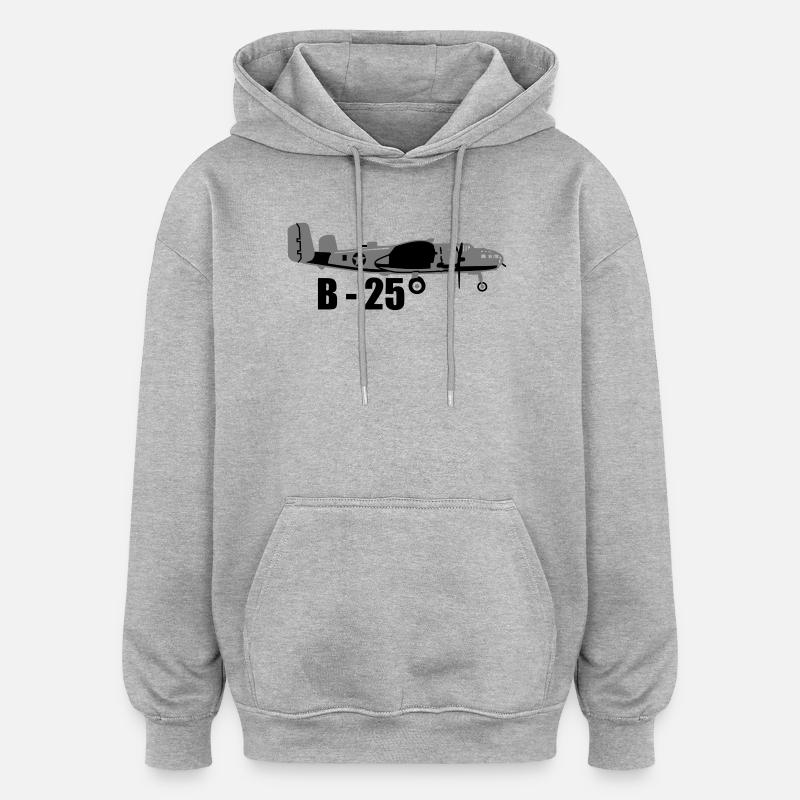Bomber B-25 - Oversized Unisex Hoodie - Grau meliert