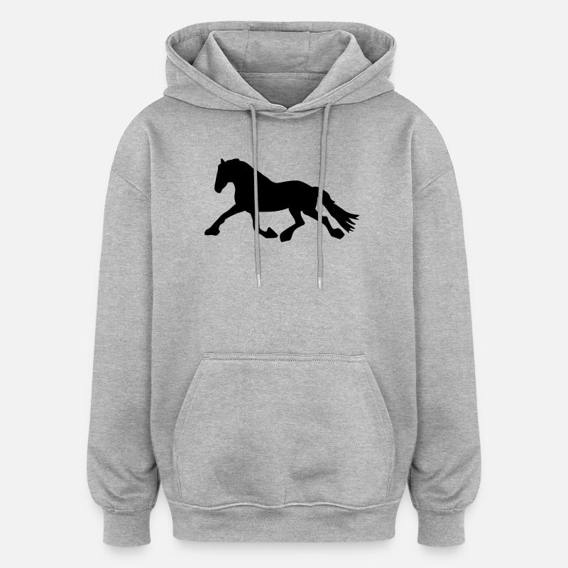 Cheval de course - Sweat à capuche oversize unisexe - gris chiné