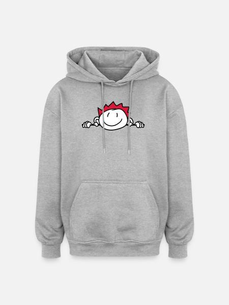 hide wall wall face head child painted kri - Oversized Unisex Hoodie - heather grey