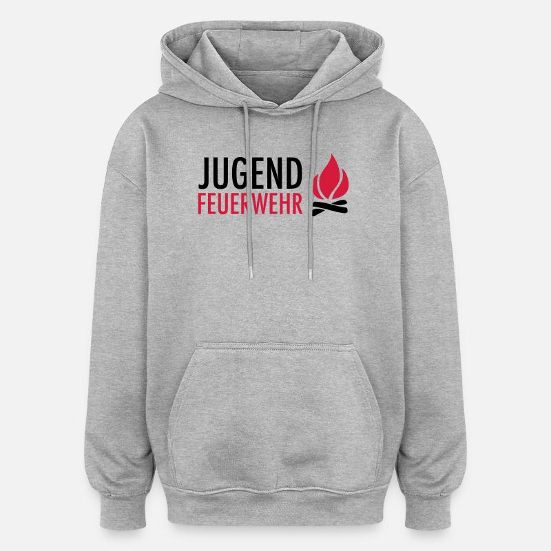 Young firefighters with flame - Oversized Unisex Hoodie - heather grey