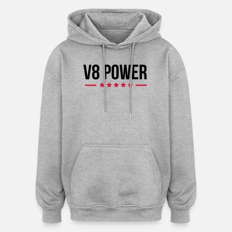 V8 Power - Oversized Unisex Hoodie - Grau meliert