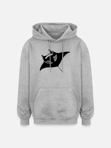 Teufelsrochen - Oversized Unisex Hoodie - Grau meliert