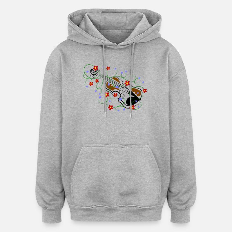 violon - Sweat à capuche oversize unisexe - gris chiné