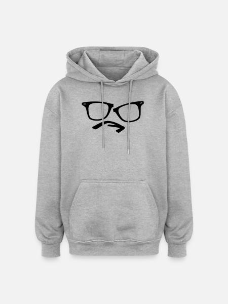 hipster nerd glasses - Oversized Unisex Hoodie - heather grey