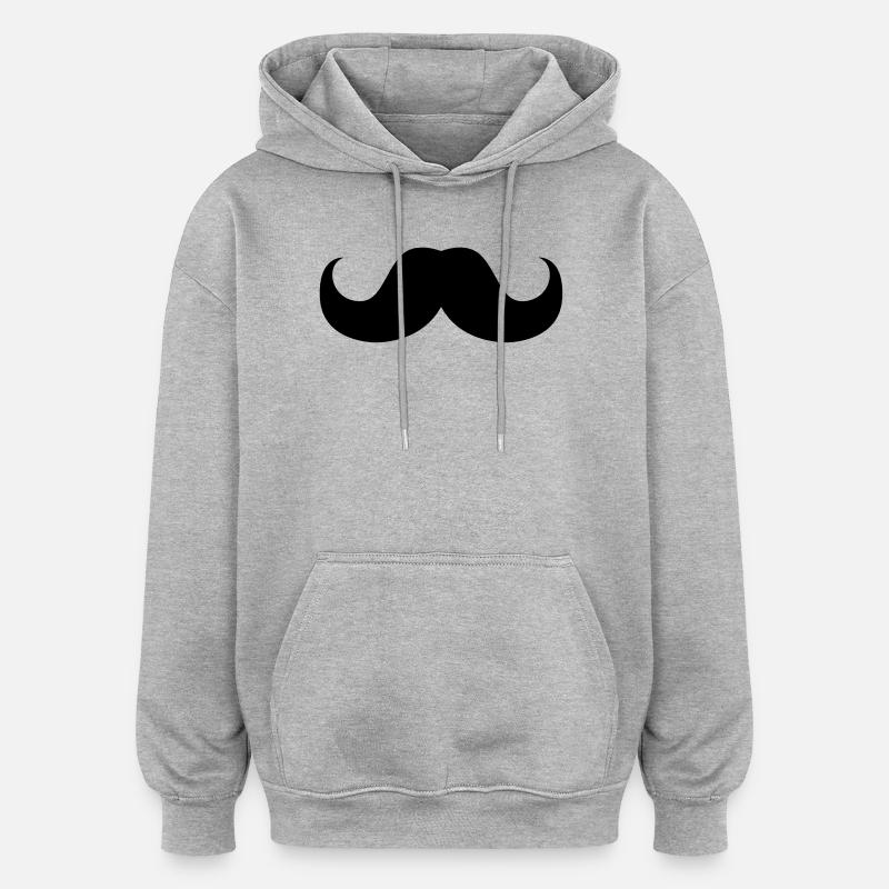 moustaches moustache barbe - Sweat à capuche oversize unisexe - gris chiné