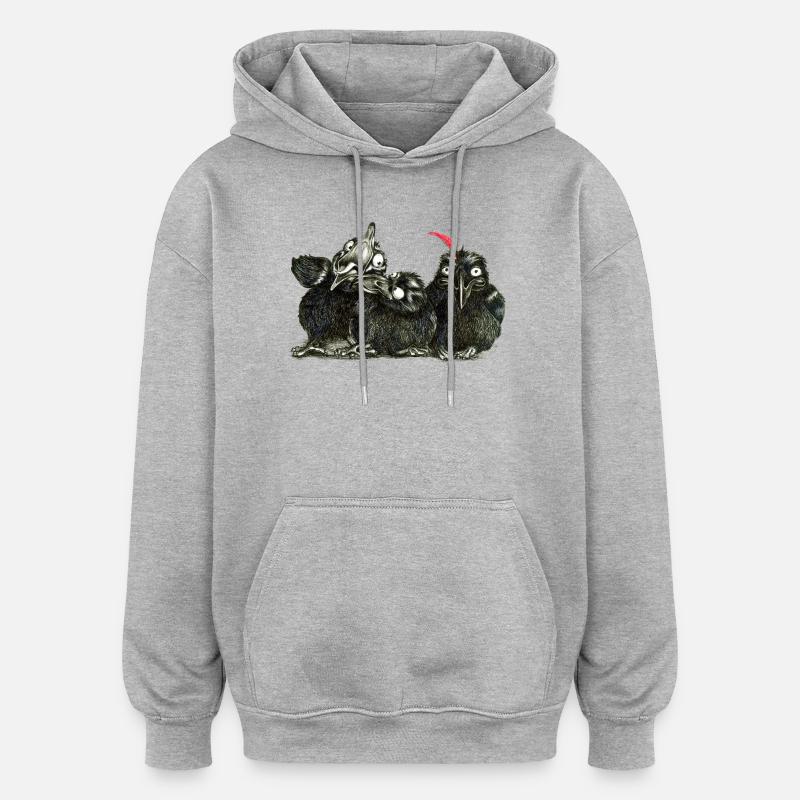 drei junge freche kraehen - Oversized Unisex Hoodie - Grau meliert