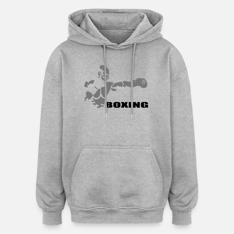 boxing - Sweat à capuche oversize unisexe - gris chiné