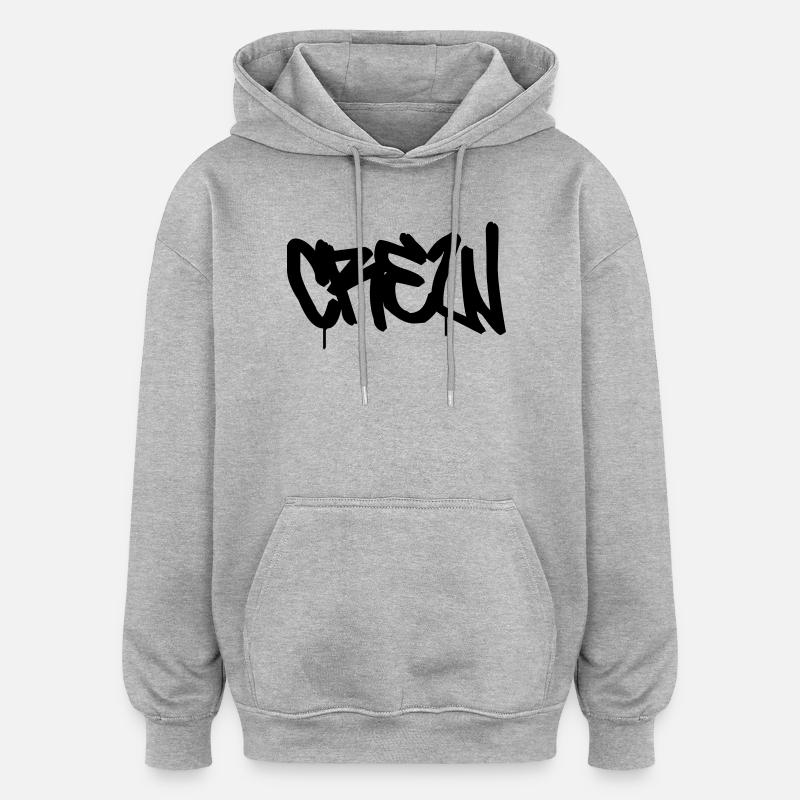 CREW - Sweat à capuche oversize unisexe - gris chiné