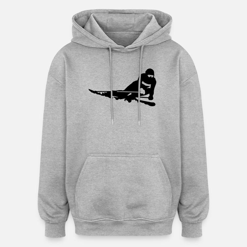 Skifahrer - Oversized Unisex Hoodie - Grau meliert