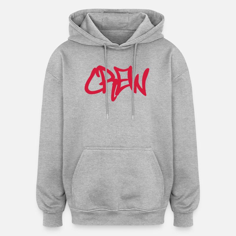 CREW - Sweat à capuche oversize unisexe - gris chiné
