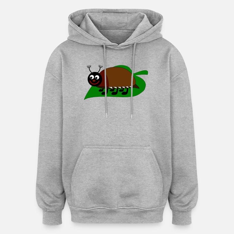 Maikäfer auf einem Blatt - Sweat à capuche oversize unisexe - gris chiné