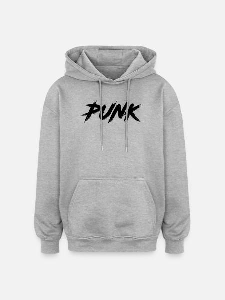 PUNK - Sweat à capuche oversize unisexe - gris chiné
