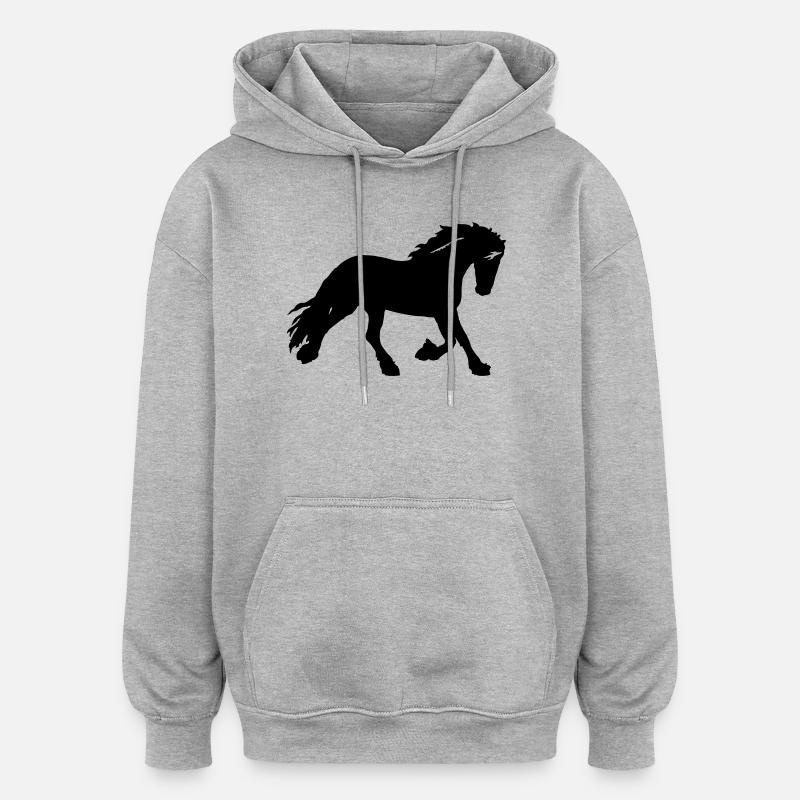 Pferd - Oversized Unisex Hoodie - Grau meliert