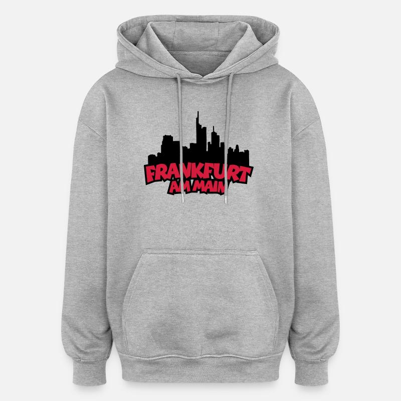 Francfort Skyline (Noir / Rouge) - Sweat à capuche oversize unisexe - gris chiné