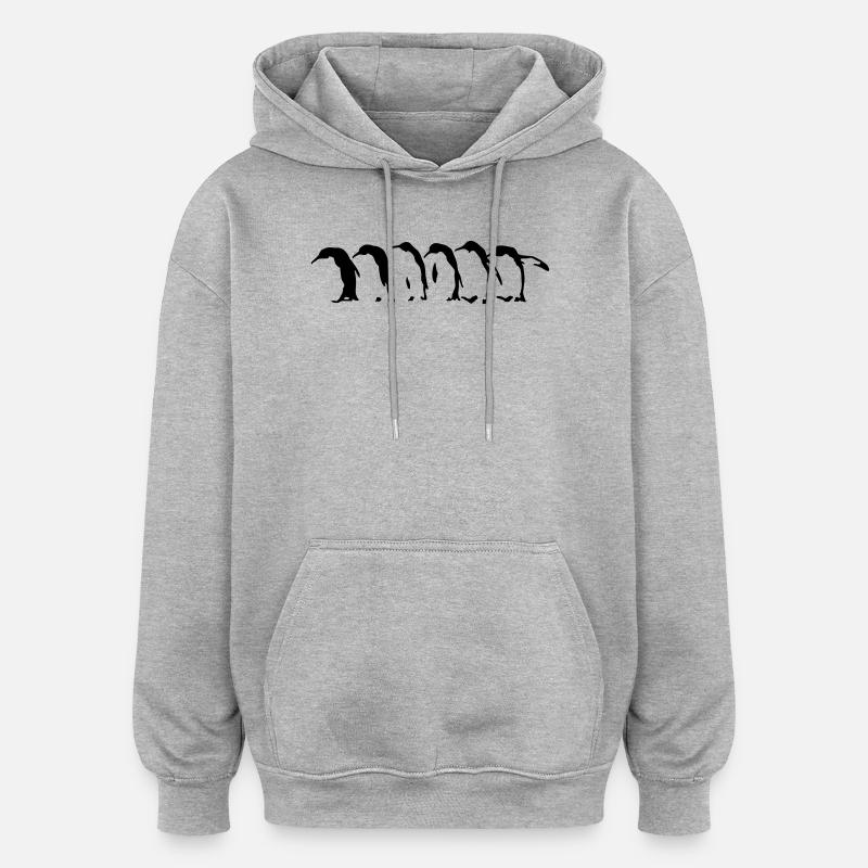 manchots - Sweat à capuche oversize unisexe - gris chiné