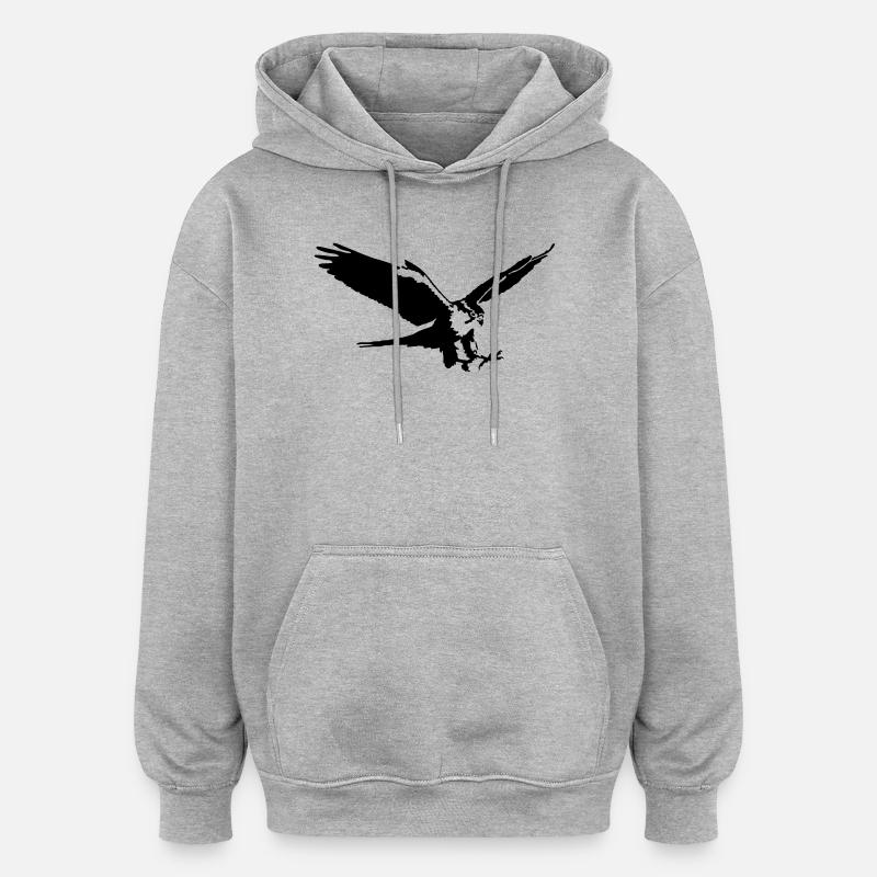 faucons - Sweat à capuche oversize unisexe - gris chiné